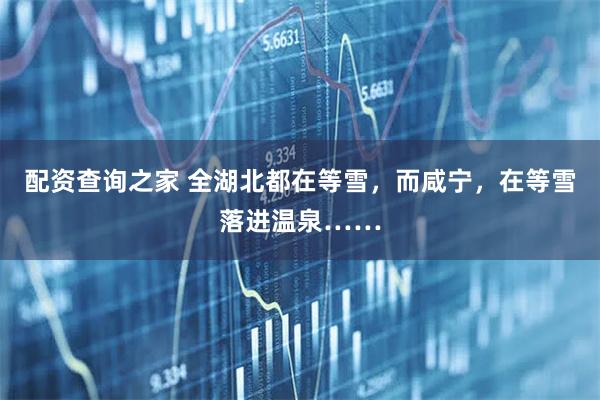 配资查询之家 全湖北都在等雪，而咸宁，在等雪落进温泉……